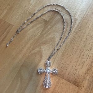 Beautiful Cato Silver Sparkly Cross Necklace